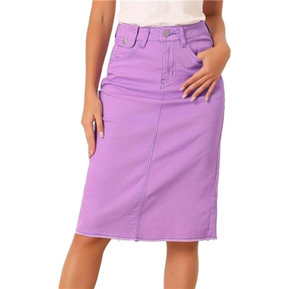 Women's Jean Skirt High Waist Purple - Picture 1 of 5